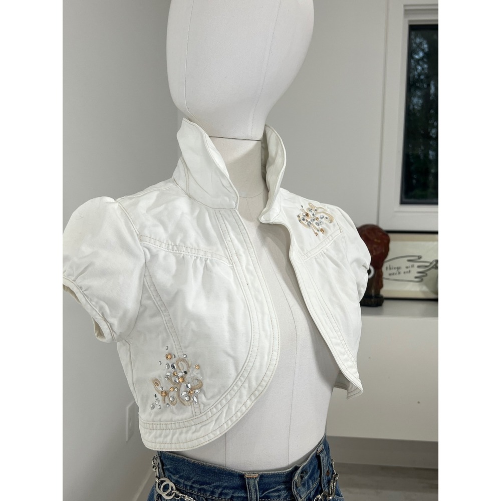 Limited Too Cropped Open Front Beaded Jacket
